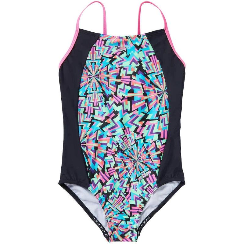 Speedo Girls Thin Strap One Piece Swimsuit(Multi/Multi) - Speedo ...