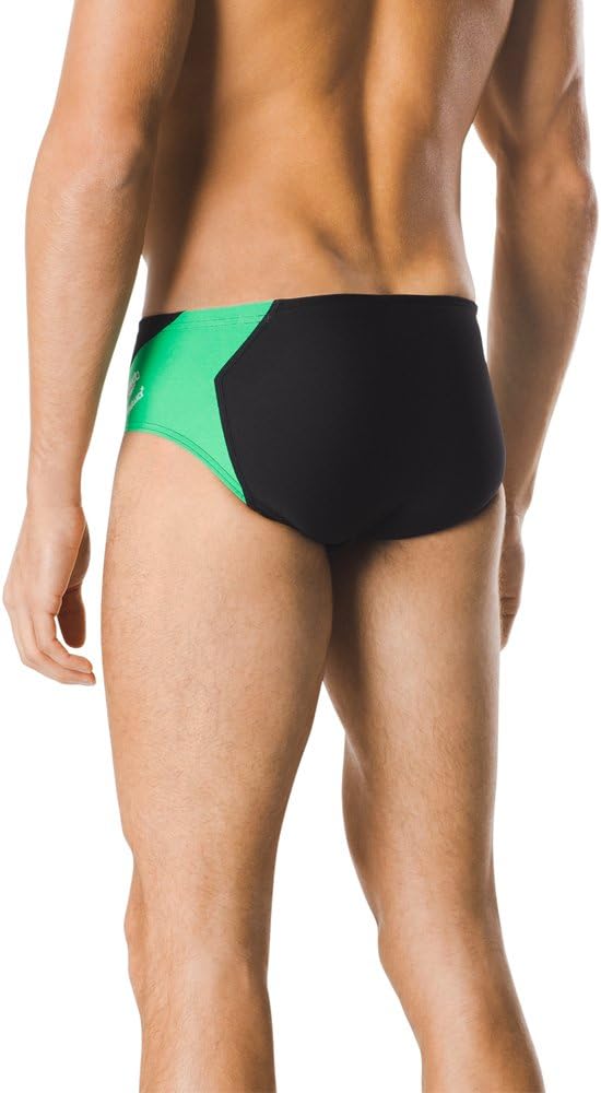 Speedo Mens Swimsuit Brief Endurance Splice Team Colors Black Green