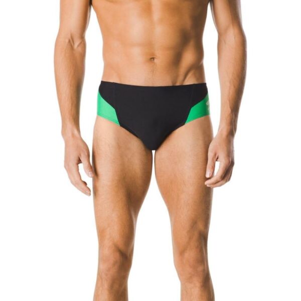 Speedo Mens Swimsuit Brief Endurance Splice Team Colors Black Green