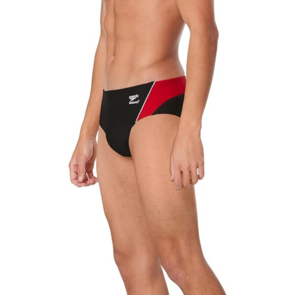 Speedo Mens Swimsuit Brief Endurance Splice Team Colors Black Red