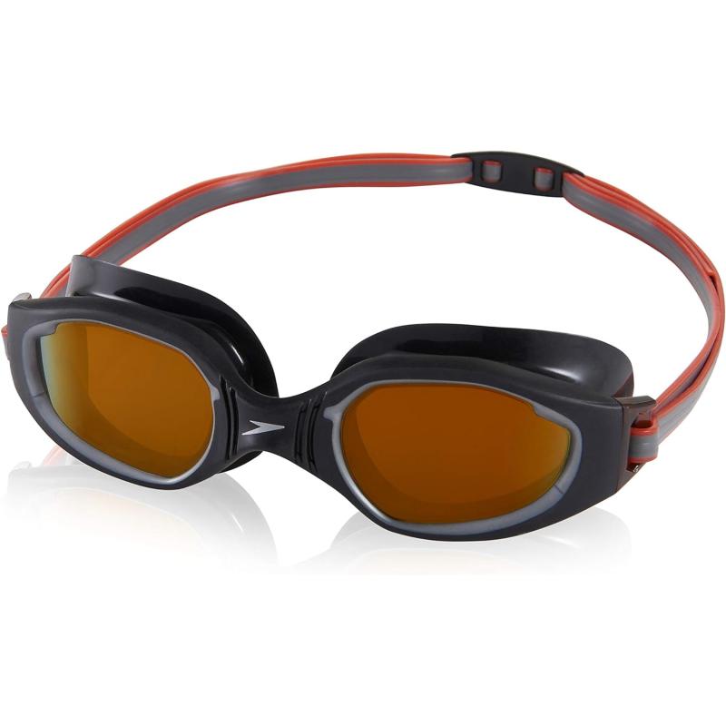 Speedo Unisex-Adult Swim Goggles Hydro Comfort(Mirrored Black/Amber ...