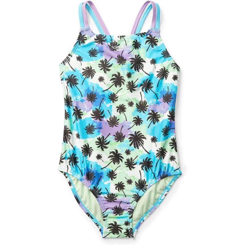 Speedo Girl’s Swimsuit One Piece Thin Straps(Blue Atoll) - Speedo ...