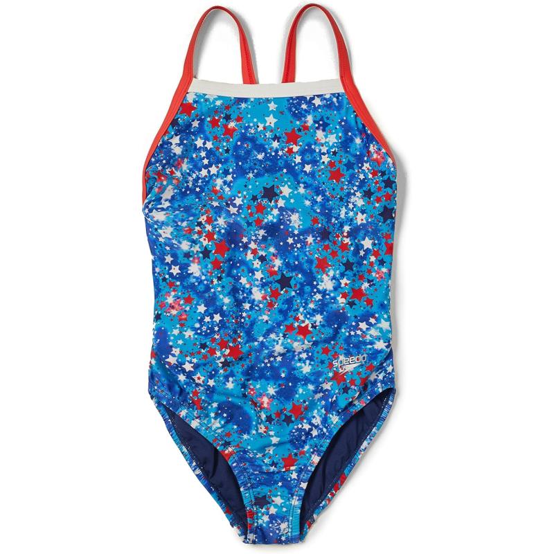 Speedo Girl’s Swimsuit One Piece Thin Straps(Radiating Blueprint ...