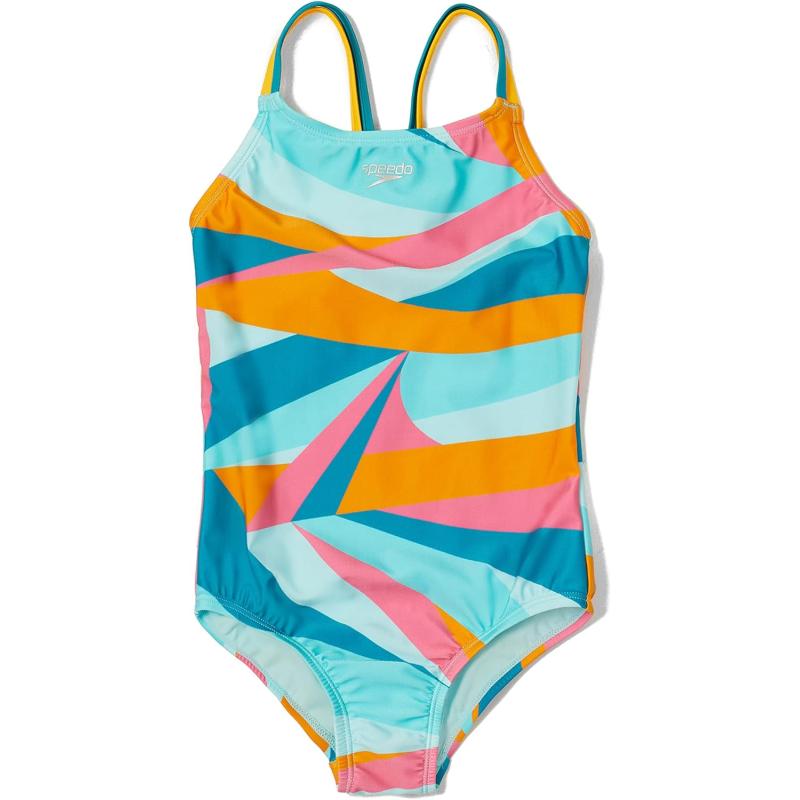 Speedo Girl’s Swimsuit One Piece Thin Straps(Wavy Enamal Blue) - Speedo ...