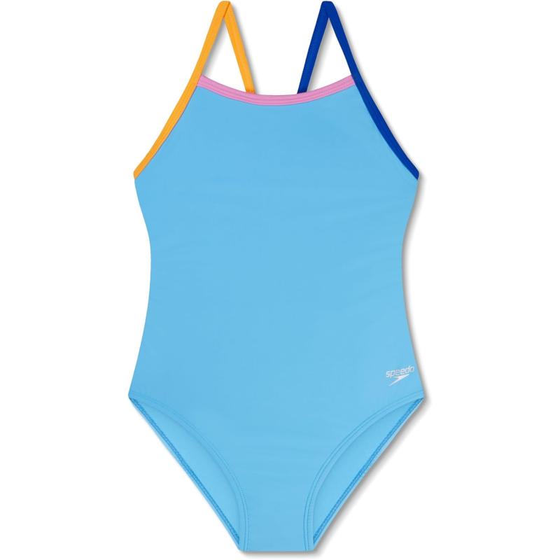 Speedo Girl’s Swimsuit One Piece Thin Straps(Tranquil Blue) - Speedo ...