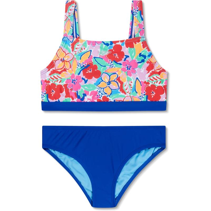 Speedo Girl’s Swimsuit Two Piece Bikini Set(Fauve Floral) - Speedo ...