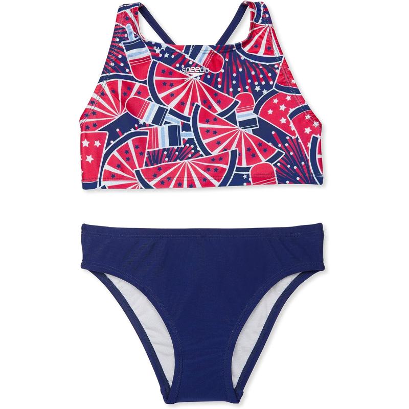 Speedo Girl’s Swimsuit Two Piece Bikini Set(speedo Red) - Speedo 