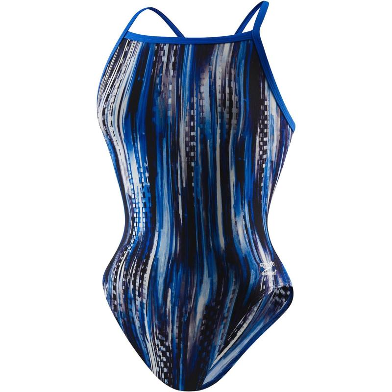 Speedo Womens Swimsuit One Piece Endurance Flyback Striped Adult Team