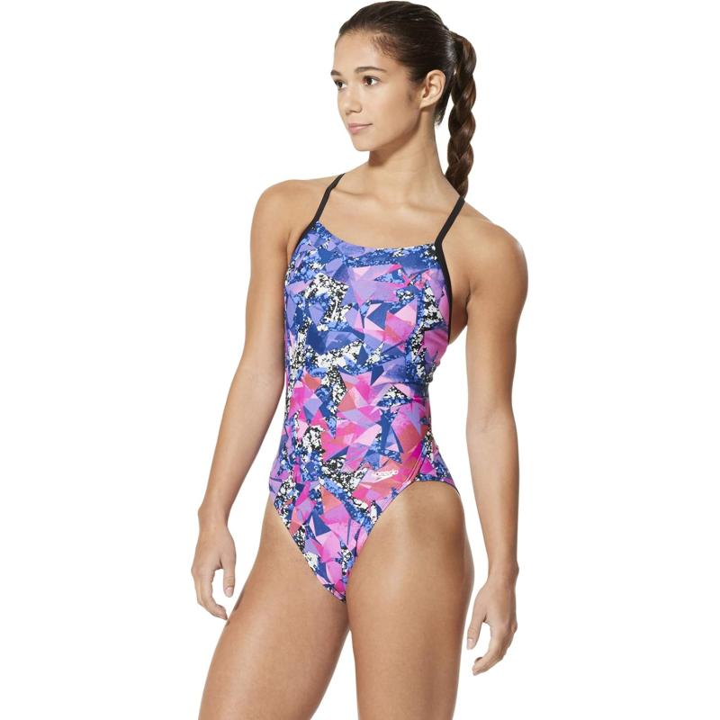 Speedo Womens Swimsuit One Piece Powerflex Flyback Printed Adult Team